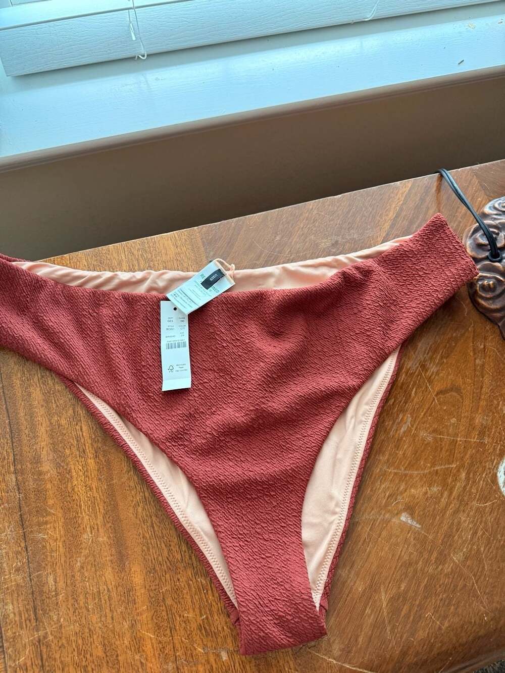 J.Crew Scrunchie High Rise Bikini Bottom rusty brown 2xl